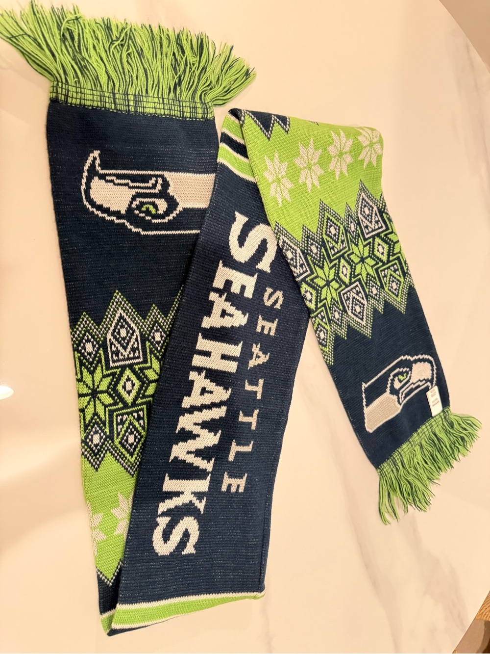 Seattle Seahawks Knit Fan Scarf - Navy & Lime Green